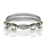 Elephant Hair Bangle Mens - Gold Binding in Silver
