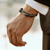 Elephant Hair Cuff Mens in Silver with Midnight Patina