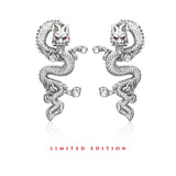 Dragon Zodiac Ruby Eyes Earrings in Silver