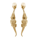 Croc Hornback Dangle Earrings in 18ct Gold