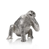 Gorilla Female Eating Sculpture in Sterling Silver