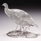 Wild Turkey Pair Sculptures in Sterling Silver