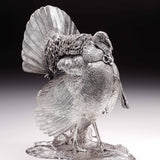Wild Turkey Pair Sculptures in Sterling Silver