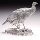 Wild Turkey Pair Sculptures in Sterling Silver