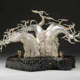 The Baobab Tree in Sterling Silver on Zimbabwean Blackwood base with 18ct Gold Bushmen