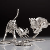 The Hunting Cheetah & Gazelle Sculptures in Sterling Silver