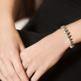 Model Wearing Pangolin Scale Cuff in Sterling Silver