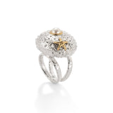 Sea Urchin Grande Ring in Sterling Silver with 18ct Gold in Pearl