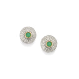 Sea Urchin Stud Earrings Chrysoprase in Sterling Silver and 18ct Gold