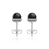 Nada Stud Earrings - Black Onyx in Silver by Patrick Mavros