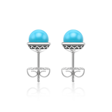 Nada Stud Earrings - Turquoise in Silver by Patrick Mavros