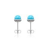 Nada Stud Earrings - Turquoise in Silver - Small by Patrick Mavros