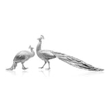 The Peacock Pair Sculpture in Sterling Silver