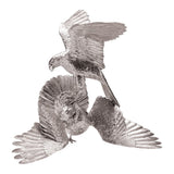 Saker Falcon Attacking & Houbara Bustard Sculpture in Sterling Silver