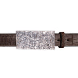 Warthog Belt Buckle in Sterling Silver and Brown Crocodile Skin Leather Belt Strap
