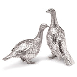 Grouse Pair Sculptures in Sterling Silver - Large