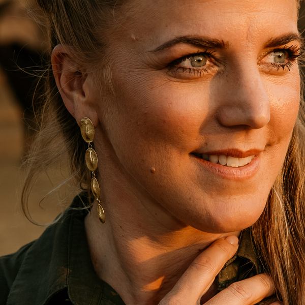 Croc Hornback Graduated Earrings in 18ct Gold