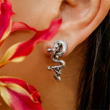 Dragon Zodiac Ruby Eyes Earrings in Silver