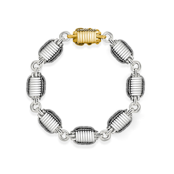 Elephant Hair Link Bracelet Mens with Gold in Silver