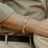 Elephant Hair Link Bracelet Mens in Silver