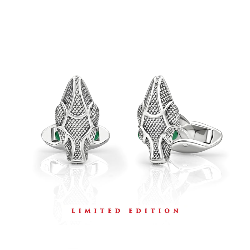 Snake Zodiac Cufflinks in Silver