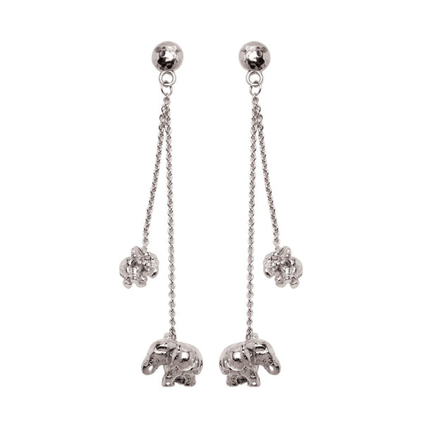ZoZo Elephant Dangle Earrings in Sterling Silver