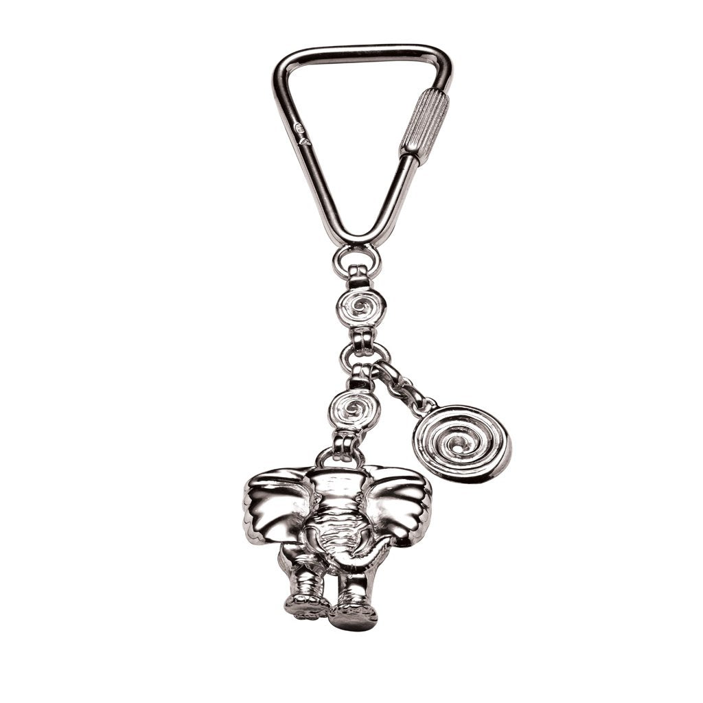 Elephant Front/Back Keyring in Sterling Silver
