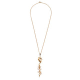 Seahorse Necklace in 18ct Gold with a cluster of Pearls