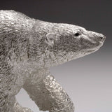 Polar Bear Walking Sculpture in Sterling Silver - Large