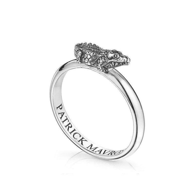 Animal Lover Croc Mini-Ring in Sterling Silver