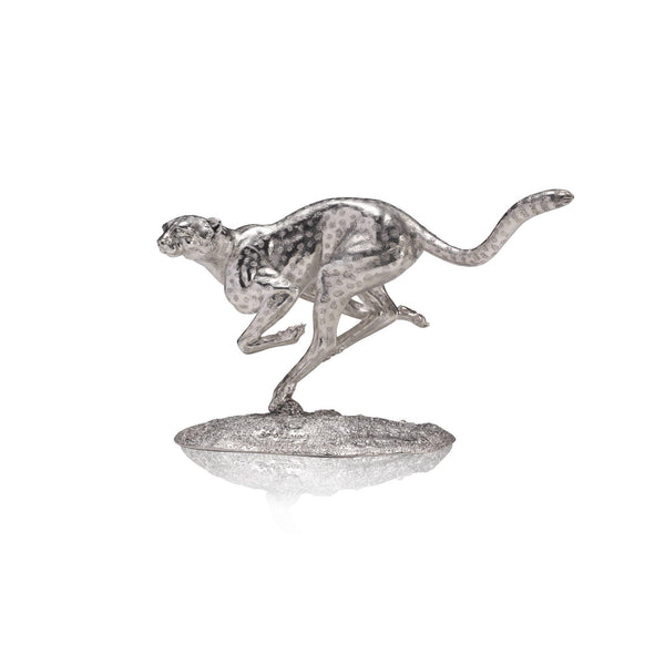 Cheetah Sprinting Bunched Sculpture in Sterling Silver - Medium