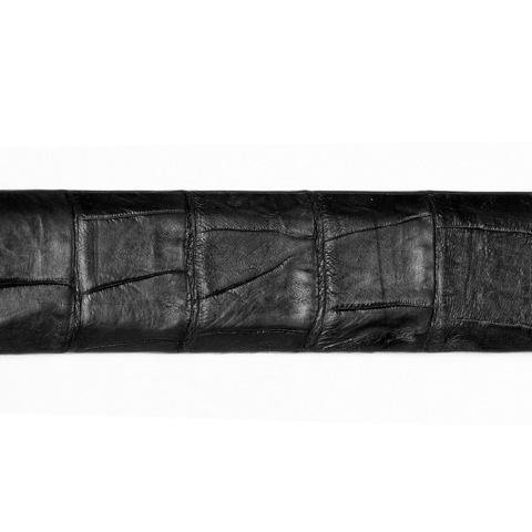 Black Crocodile Skin Leather Belt Strap - Matt