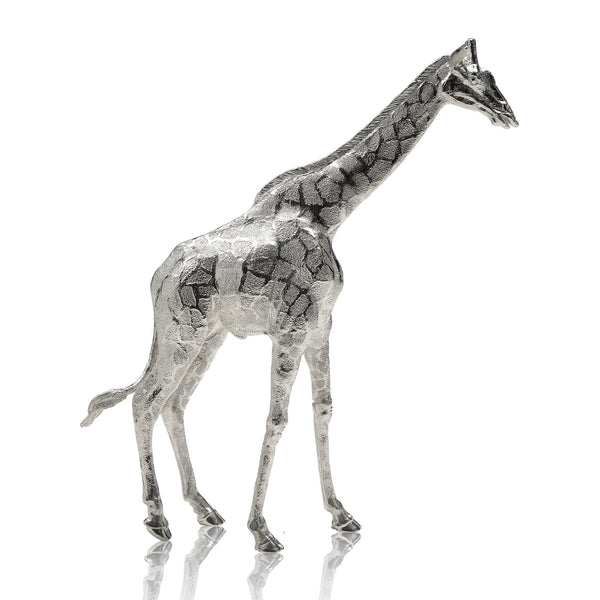 Giraffe Bull Walking Sculpture in Sterling Silver