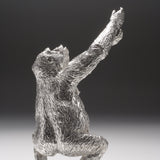 Gorilla Female Reaching (Margo) Sculpture in Sterling Silver