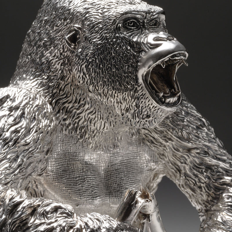 Gorilla Chairman Sculpture in Sterling Sivler