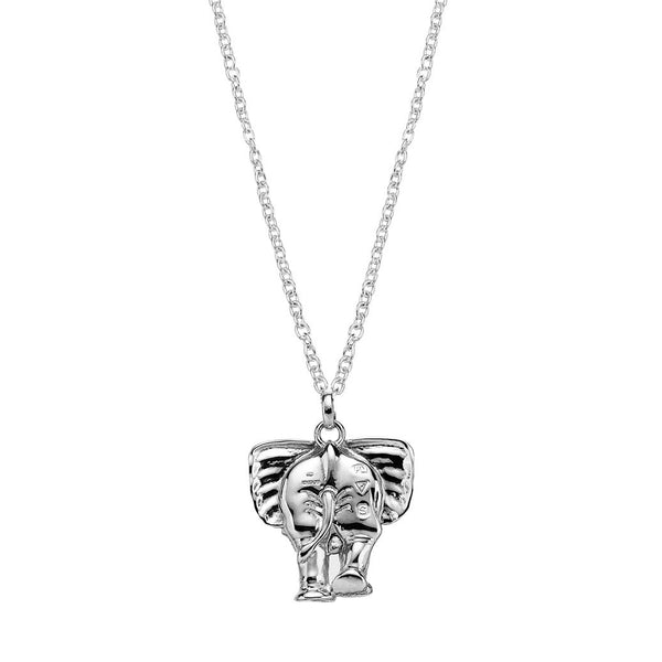 The Back of Elephant Front/Back Pendant with Chain in Sterling Silver