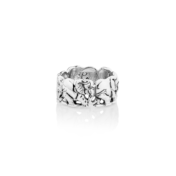 Elephant Procession Ring in Sterling Silver
