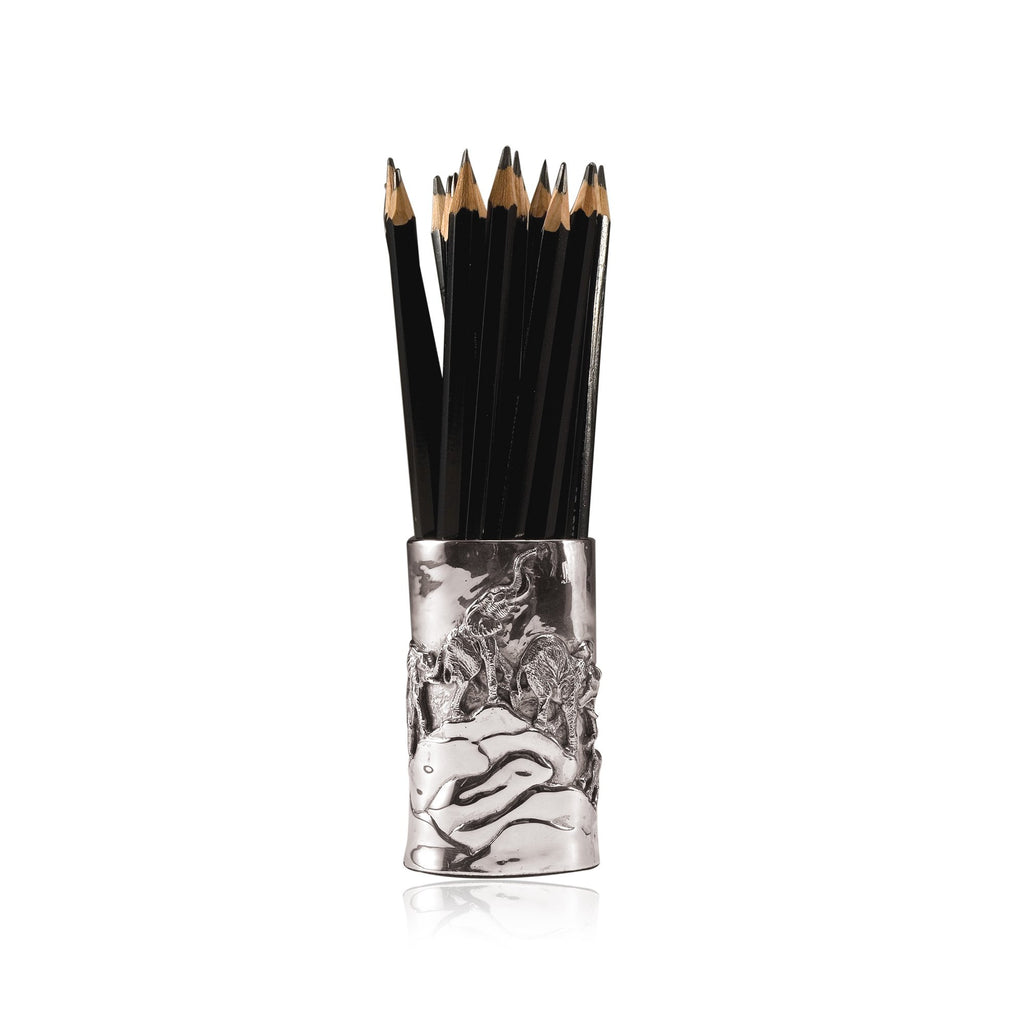 Elephant Pen Holder in Sterling Silver - Small