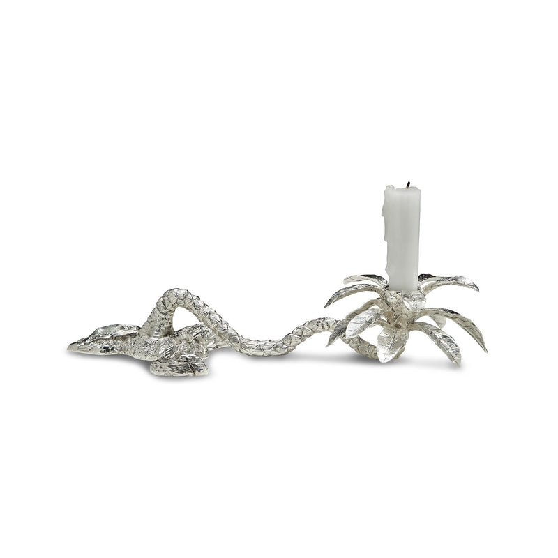 Equatorial Palm Tree Lying Down Candle Holder in Sterling Silver