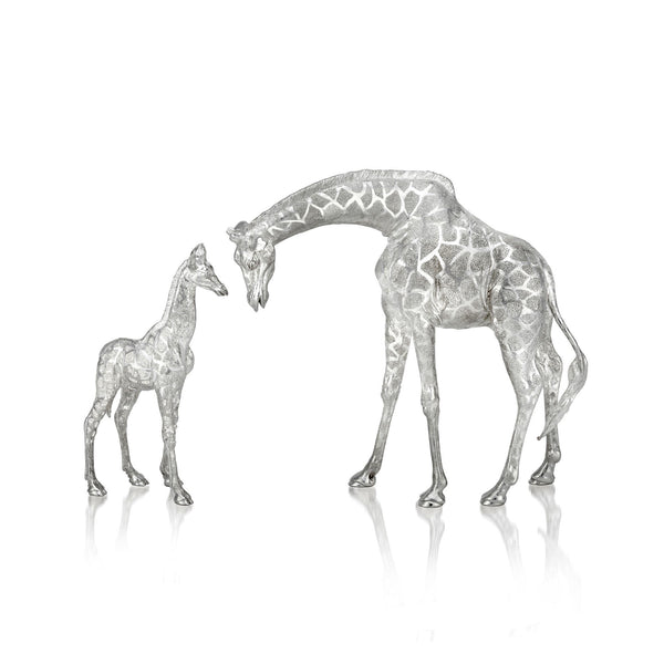 Giraffe Cow Nuzzling in Silver