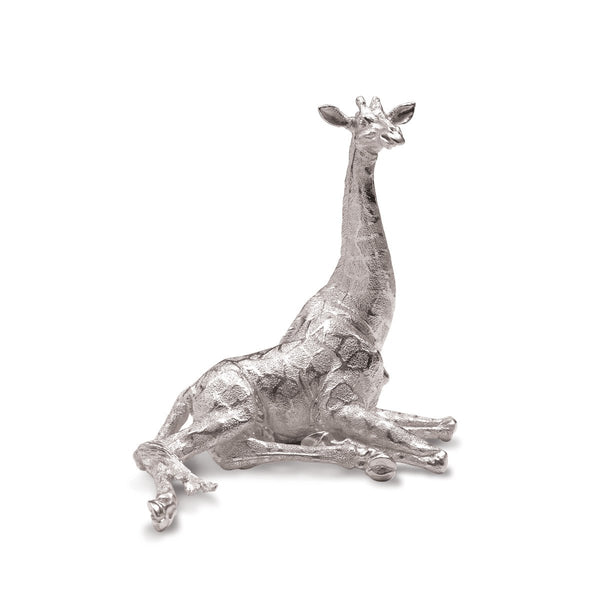 Giraffe Sitting Sculpture in Sterling Silver