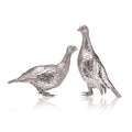 Grouse Pair Sculptures in Sterling Silver - Large