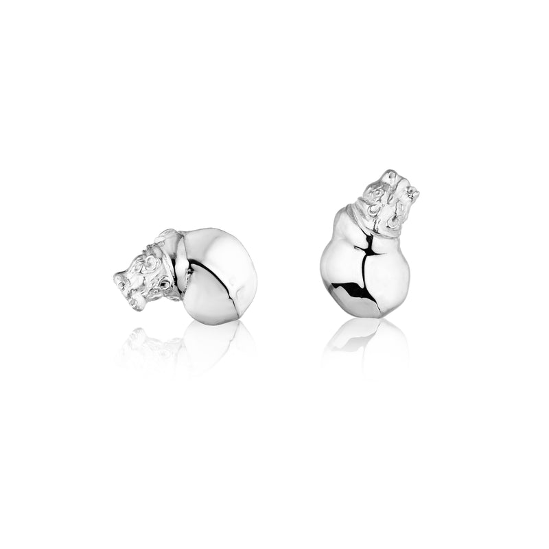 Hippo Stud Earrings in Silver