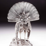 Wild Turkey Pair Sculptures in Sterling Silver
