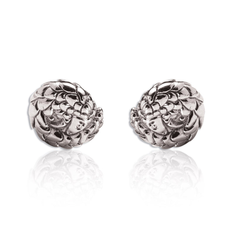 Pangolin Rolled Sterling Silver Stud Earrings