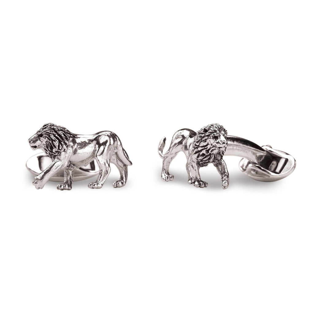 Walking Lion Cufflinks in Sterling Silver