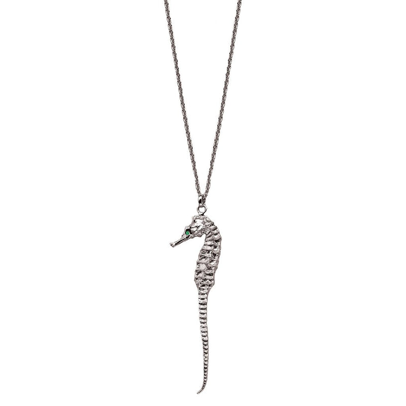 Long Seahorse Pendant in Sterling Silver