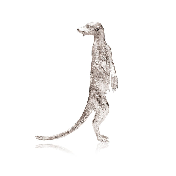 Meerkat Female Looking Behind (6) Sculpture in Sterling Silver - Large