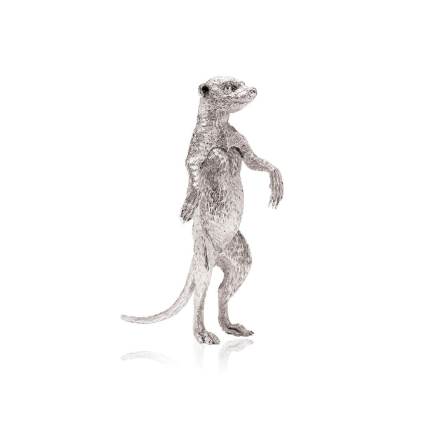 Meerkat Young Male (5) Sculpture in Sterling Silver - Large