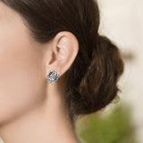 Model Wearing Pangolin Stud Earrings in Sterling Silver